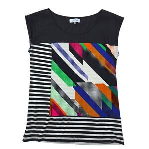 Calvin Klein | Striped Sleeveless Shirt w/Pop Art Design | Size Medium